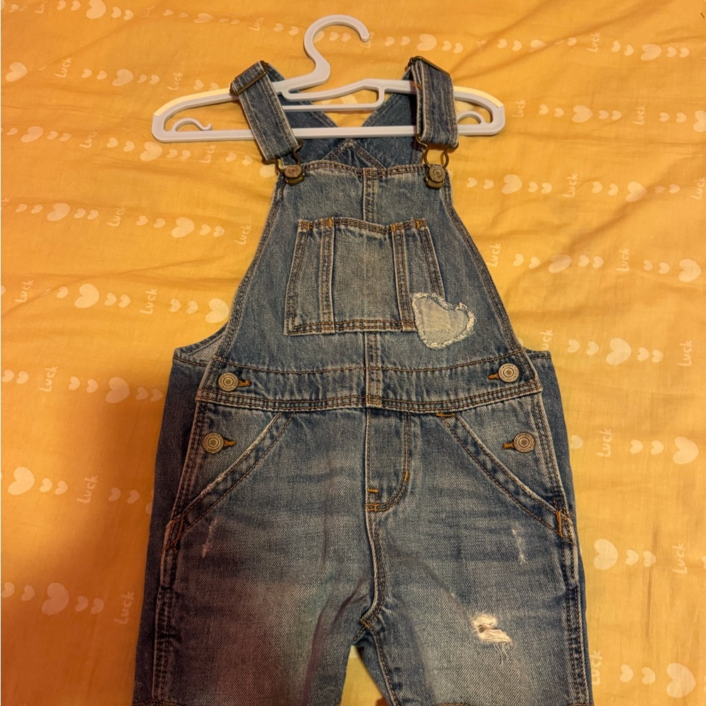GAP Kids Blue Denim Overalls with Heart Patch